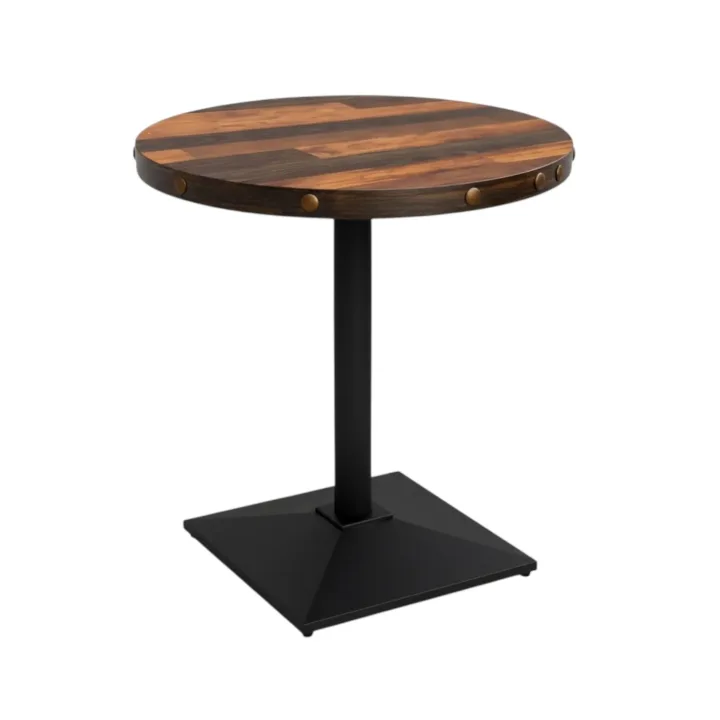 Complete Rustic Oak 600 x 600 Tabletop Round Triangle Base (RF-IE-2671)