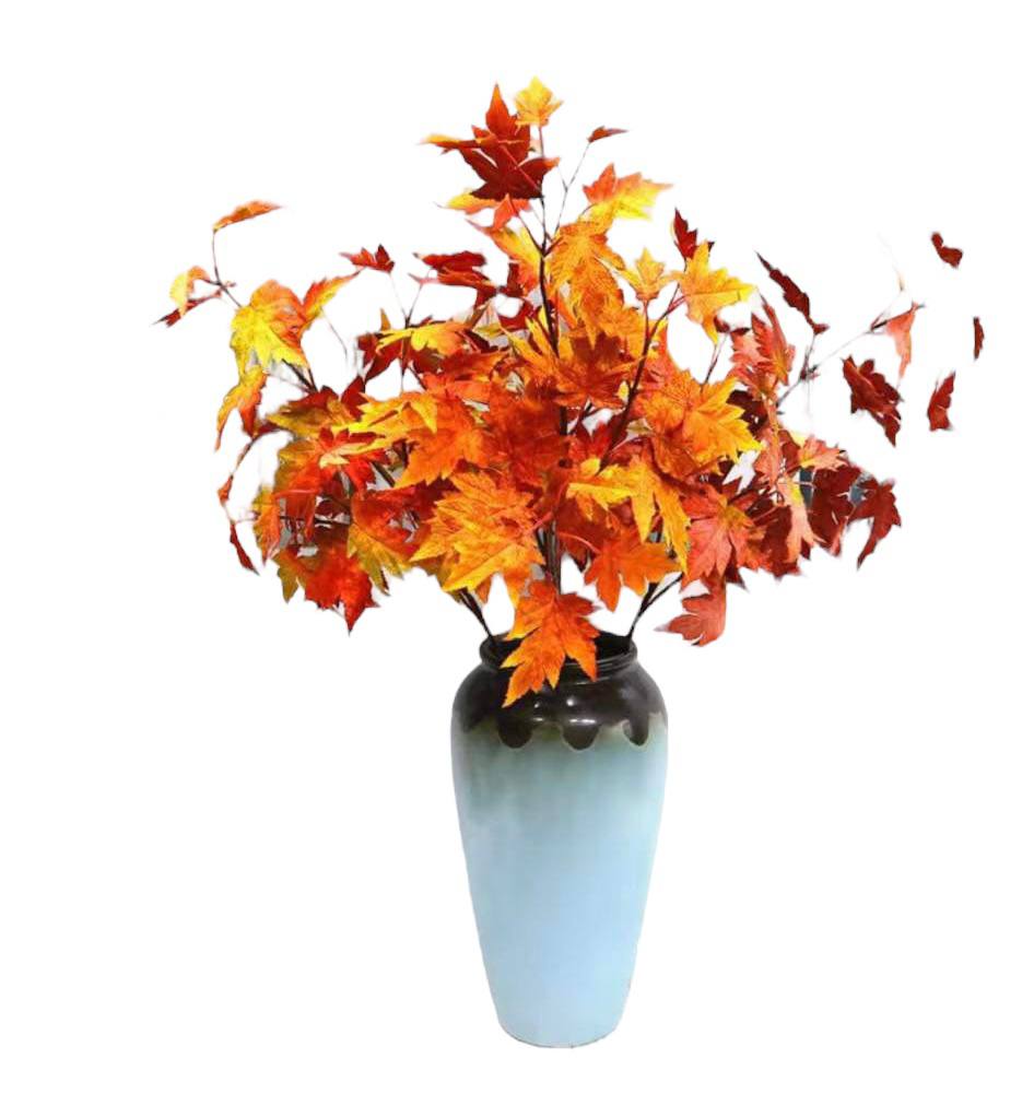 Autumn maple leaves artificial plant with vase