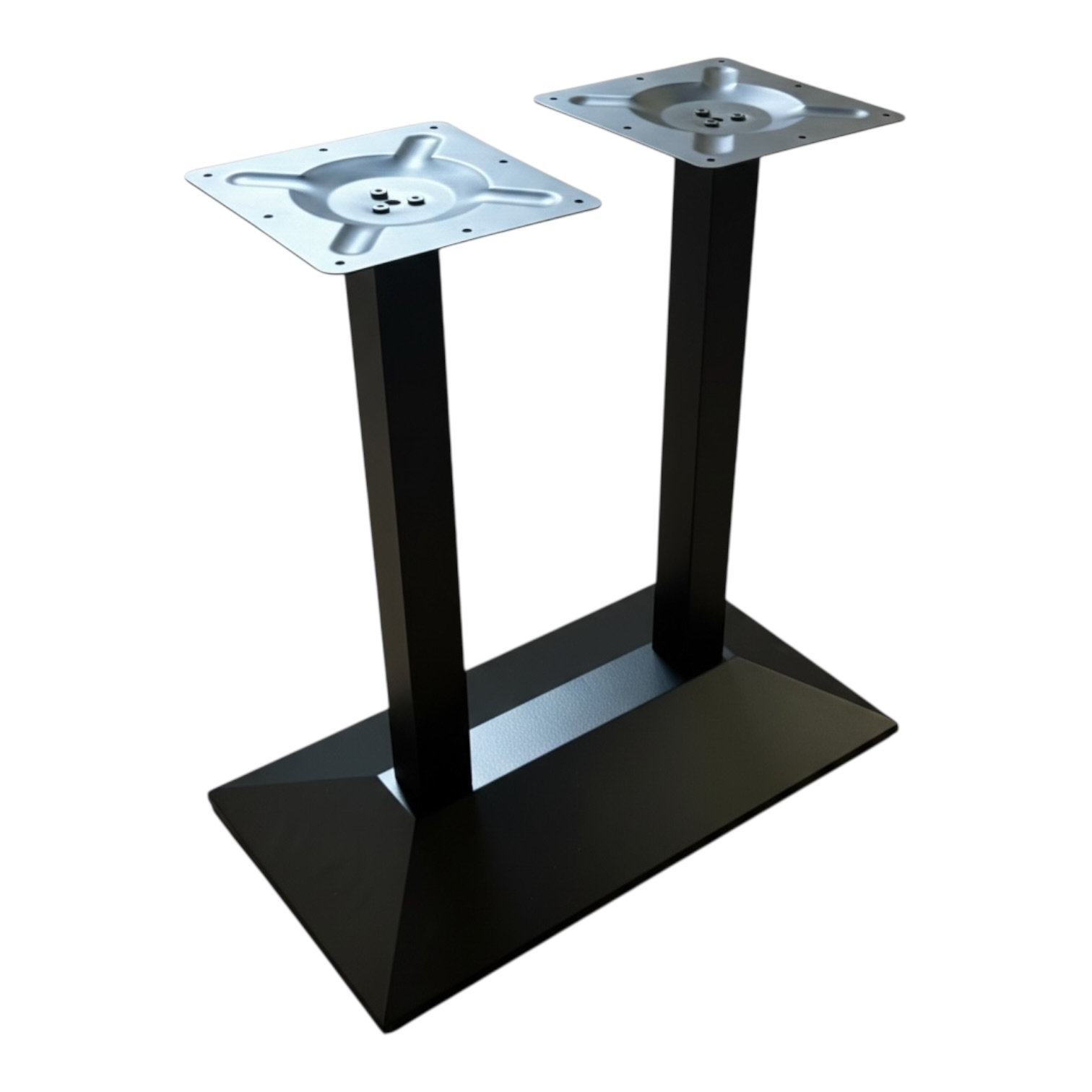 Double cast iron table base for commercial restaurant use