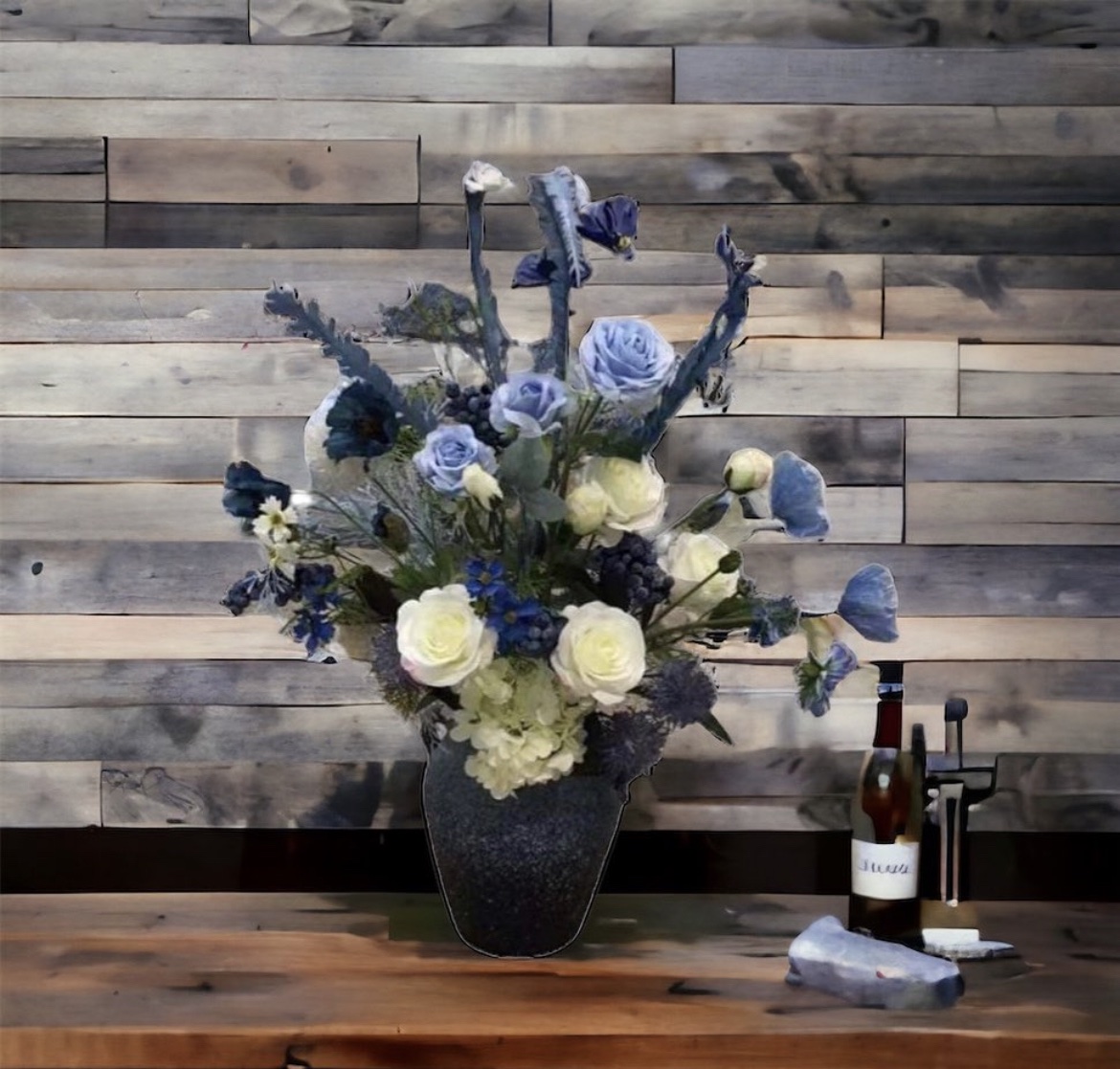 img_8071 Blue Garden Roses in Vase - Artificial Plant for Indoor and Outdoor Use,