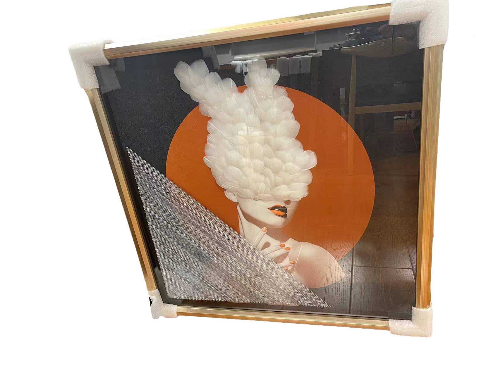 Abstract 3D Wall Art: Lady With Feathers - Model 3