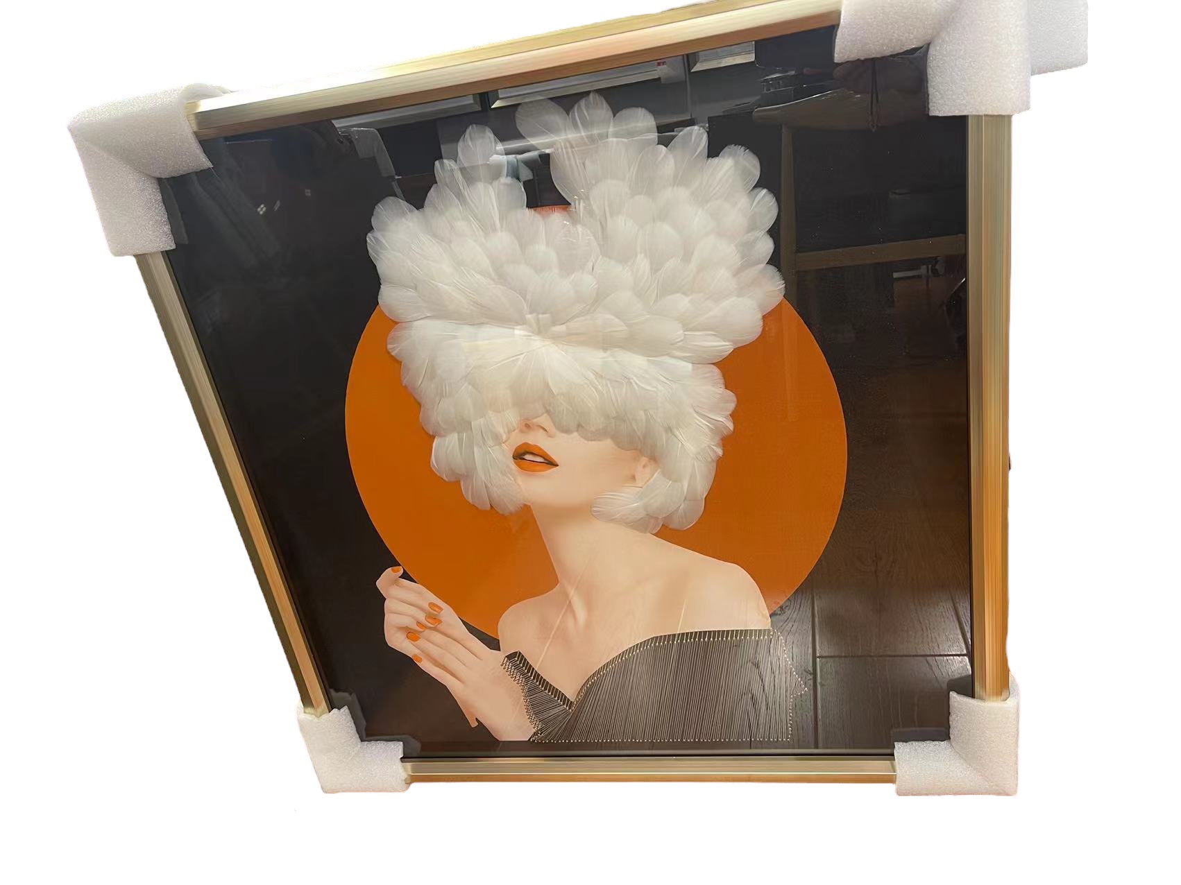 Abstract 3D Lady With Feathers Wall Art Model 1
