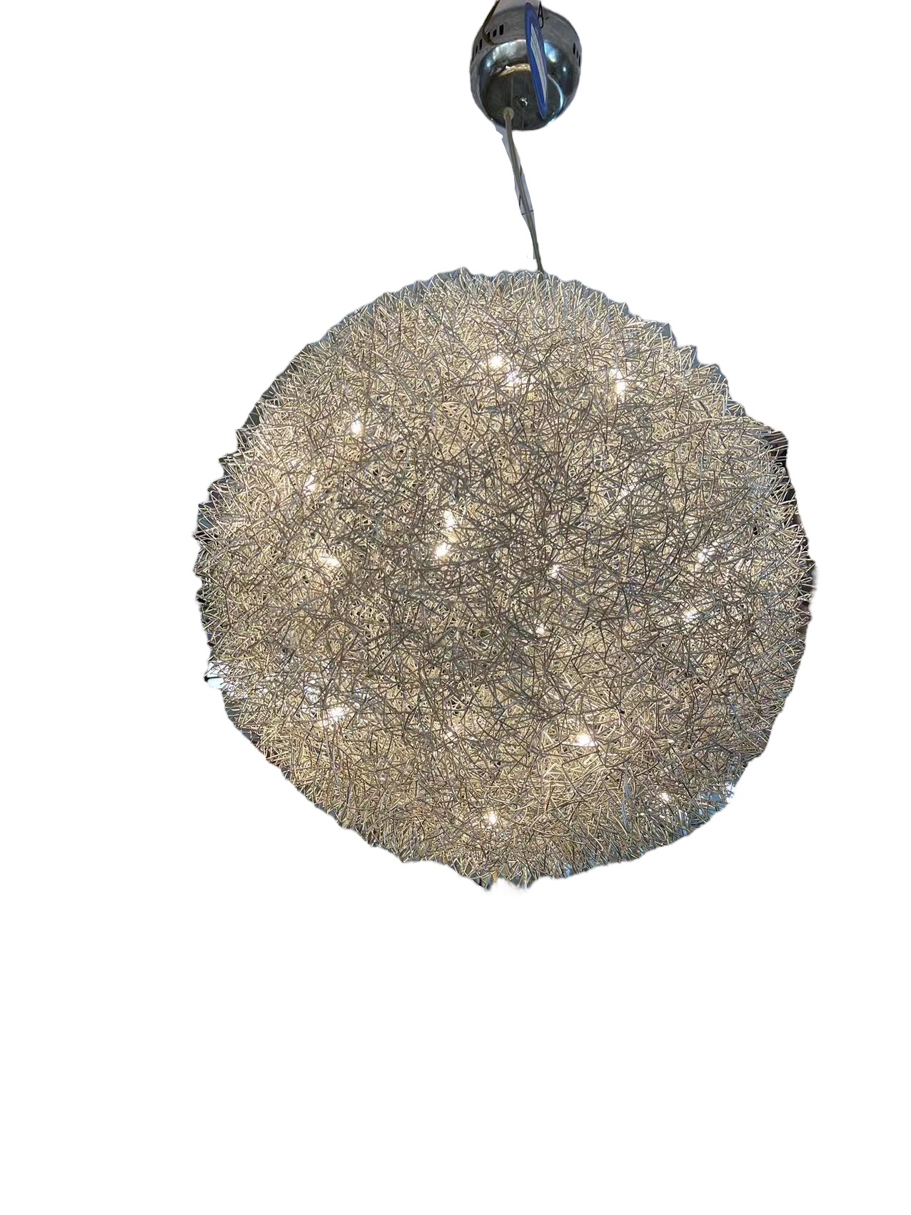 60cm Silver Metallic Pendant Chandelier Hanging Luminary Light