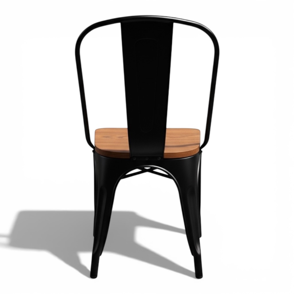 Industrial Bistro Chair (Stackable) - Wooden Seat